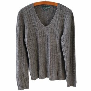 Lauren Ralph Lauren Charcoal 100% Cashmere Knit Sweater